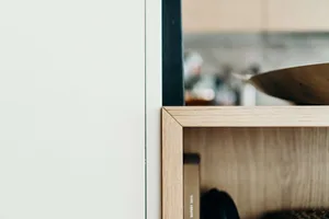 Modern wooden shelf frame