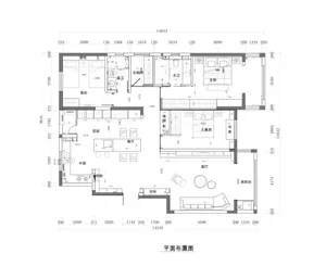 極簡住宅的詳細建築平面圖