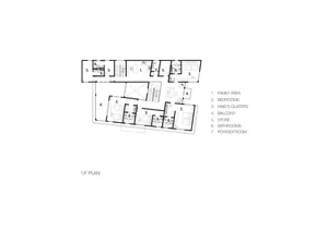 現代住宅室內詳細建築平面圖，包含陽台、多間臥室、衛浴及盥洗室