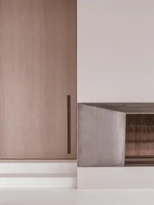 Modern minimalist interior with metal accents