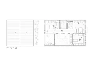 Floor plan of a modern house with wooden features