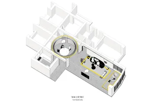 Floor plan of a residential house showing various rooms and functional zones.