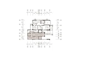 Modern residential floor plan with technical layout and dimensions