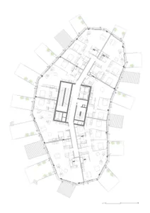 Black and white architectural diagram showing a simple floor plan layout