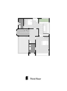 Floor plan of a residential building's third floor showing rooms and layout.