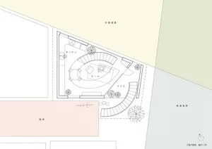 A detailed floor plan of a modern living space showing various rooms and features.