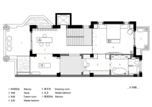Detailed architectural floor plan of a minimalist hotel lobby, including functional areas and design elements.