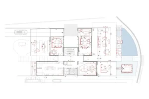 Floor plan section of an architectural design