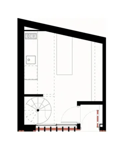 Minimalist design bathroom floor plan featuring a tiled shower area and modern fixtures.