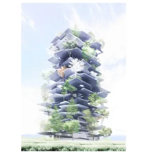 A modern building with concrete and glass materials