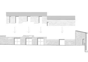 Contemporary residential floor plan with concrete finish