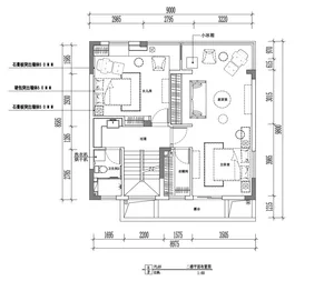 A detailed architectural floor plan of a modern home with a paper addition.