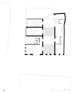 Floor plan of a house showing the ground floor layout with concrete flooring.