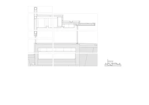 Cross-section drawing of a modern interior with metal framing.