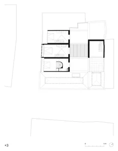 2D architectural drawing of a modern house floor plan on paper