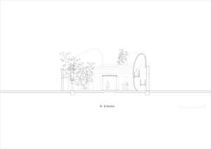 A wire-frame architectural plan depicting the exterior of a building.