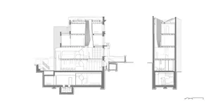 Modern architectural floor plan of a living room with clean lines and a minimalist design.