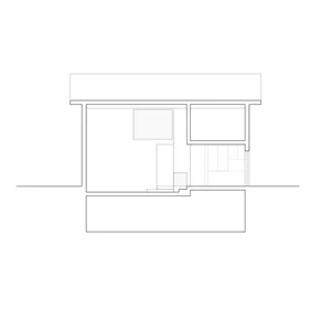 A minimalist residential interior with a modern 2D architectural plan