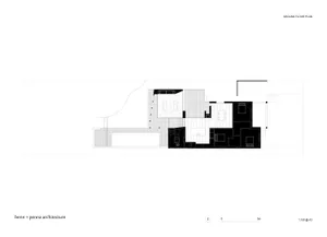 Minimalist residential floor plan showcasing concrete material and modern design