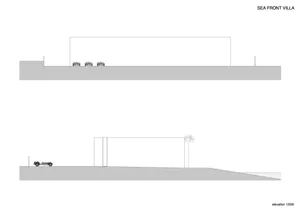 Detailed architectural cross-sections of a sea-front villa, showing elevation and view segments.
