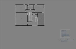 Modern traditional residential house architecture and second floor floor plan.
