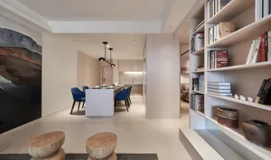 Contemporary minimalist kitchen with wood finishes and laminate cabinets
