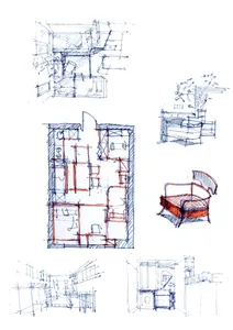 A detailed 2D architectural floor plan blueprint drawing