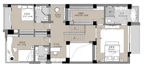 Floor plan of a modern home showcasing a neutral color scheme.