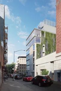Modern urban building with greenwall facade