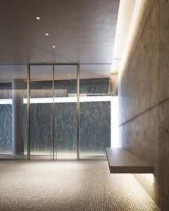 Modern lobby featuring concrete materials