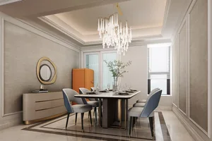Modern dining room with contemporary design and modern materials
