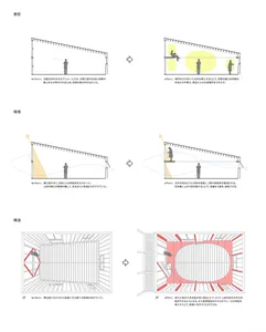 Before and after plans showing renovation of a space with wood and steel.