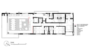 Floor plan of a modern apartment showing multiple rooms and functional areas.