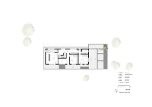 Second floor layout of a modern house featuring a living room, staircase, bedrooms, and bathrooms.