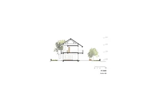 A simple section plan of a modern house showing the interior and exterior dimensions.