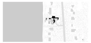 紙上極簡建築圖，呈現幾何佈局。