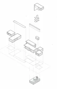 Isometric diagram detailing the structural layout of a modern building.
