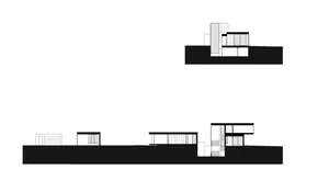 現代金屬建築的剖面視圖，展現俐落工業風設計。