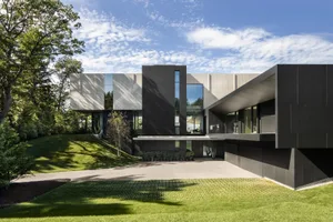 Modern house with concrete and glass exterior