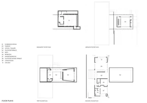 Floor plans of a residential house showing the basement, ground, first, and second floors.