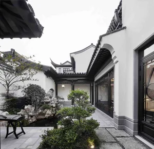 A traditional residential entryway featuring concrete and wood materials.