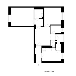Black and white floor plan of an apartment layout