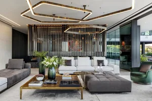 Modern living room featuring contemporary decor and furniture.
