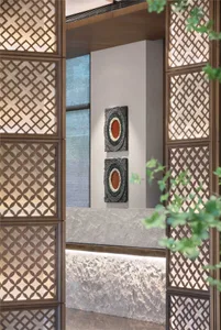 Modern interior with marble elements