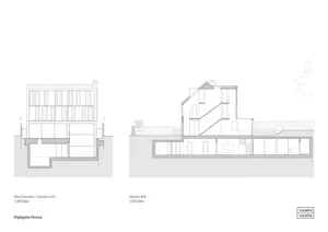 A detailed black-and-white architectural floor plan of a modern house.