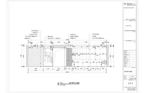 An architectural drawing of a residential lobby featuring red brick walls, white marble flooring, clay tiles, and black metal