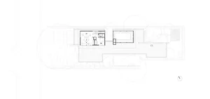 A modern architectural floor plan depicting interior layout of residential or commercial space.