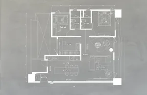 Floor plan of a modern apartment layout with detailed rooms and dimensions.