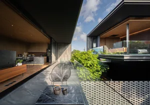Modern architectural exteriors featuring metal materials.