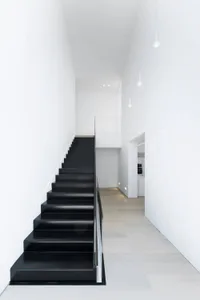 Modern black stairs with white walls interior design